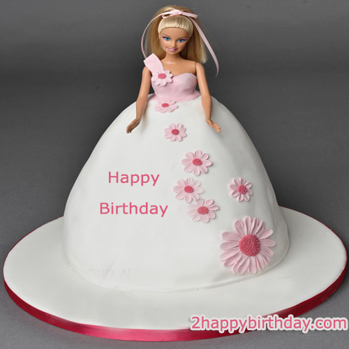 Happy Birthday Barbie Cake For Girls With Name 