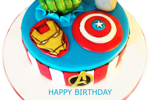 Avengers Themed Birthday Cake With Name 2happybirthday