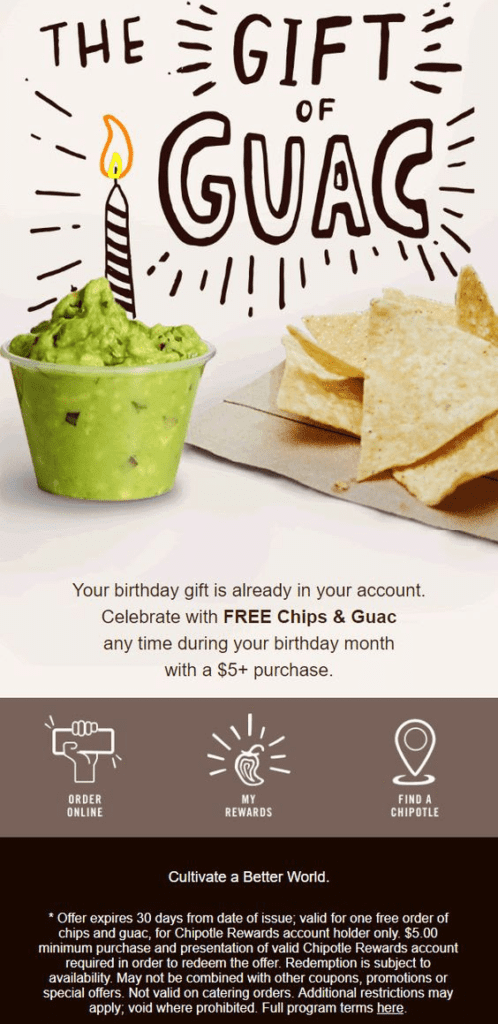 2023 Chipotle Birthday Rewards: Get a Free Birthday Meal Side